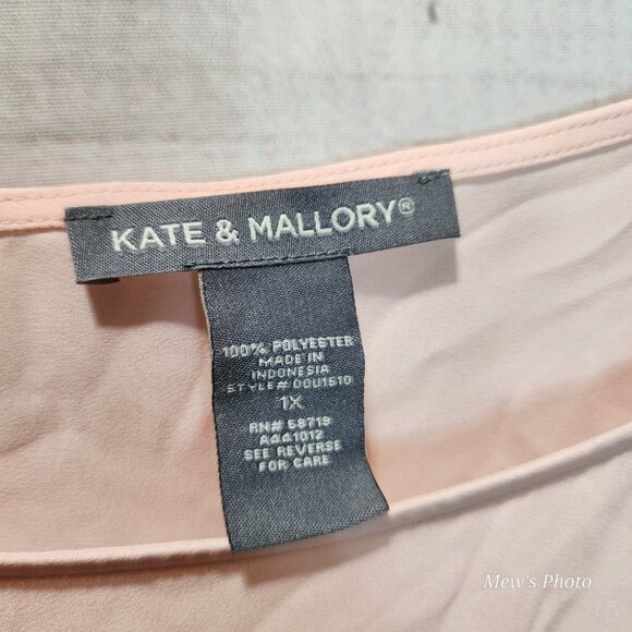 NWOT - Kate & Mallory Ruffle Short Sleeves Peach Color, Sz 1X - Picture 2 of 3